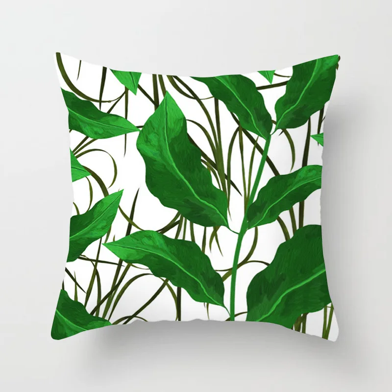 

Fashionable tropical plant Polyester Pillow cover Office Fabric sofa cushion cover Home peach skin Velvet pillow cover