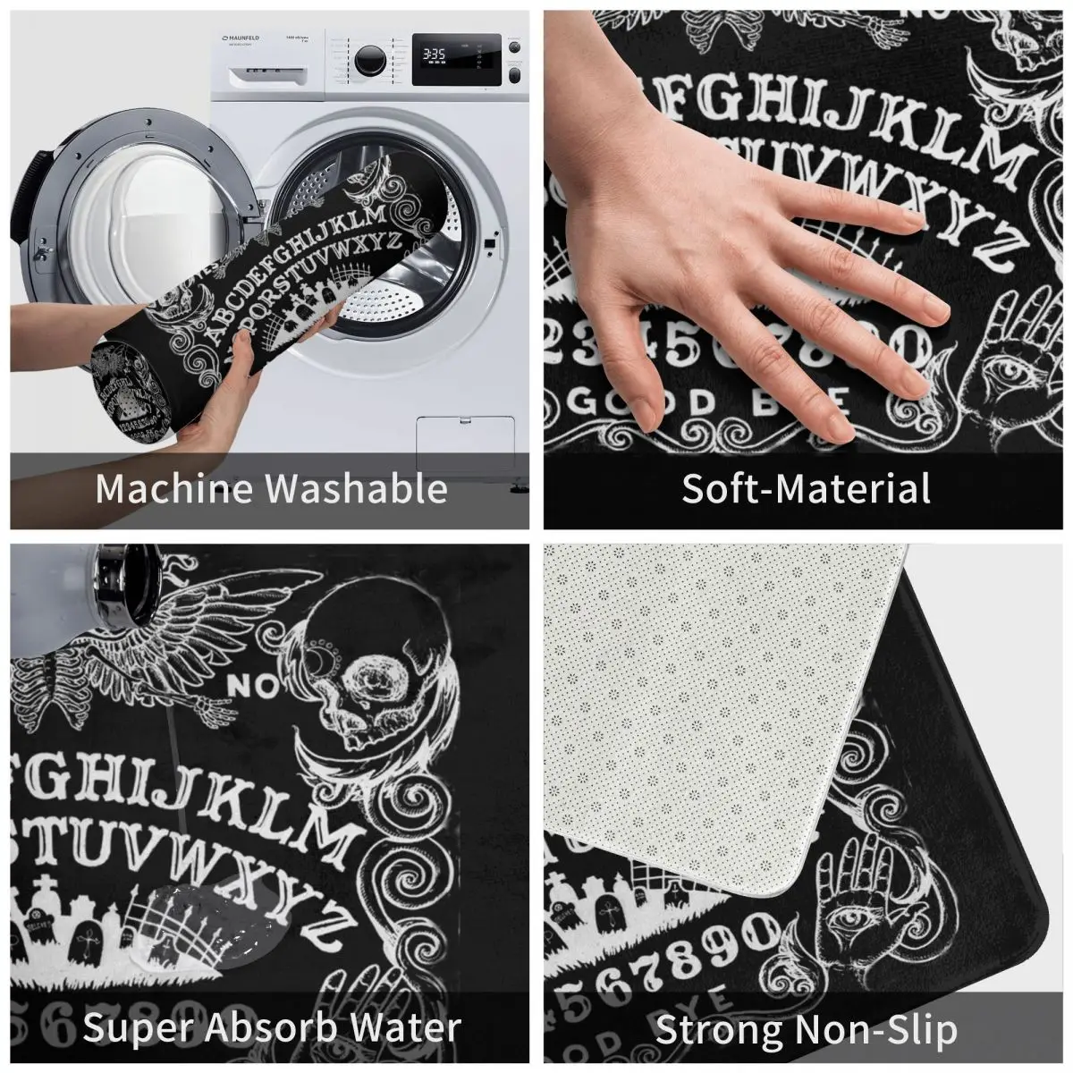 Черный коврик в виде ведьмы искусственный ковер из полиэстера нескользящий