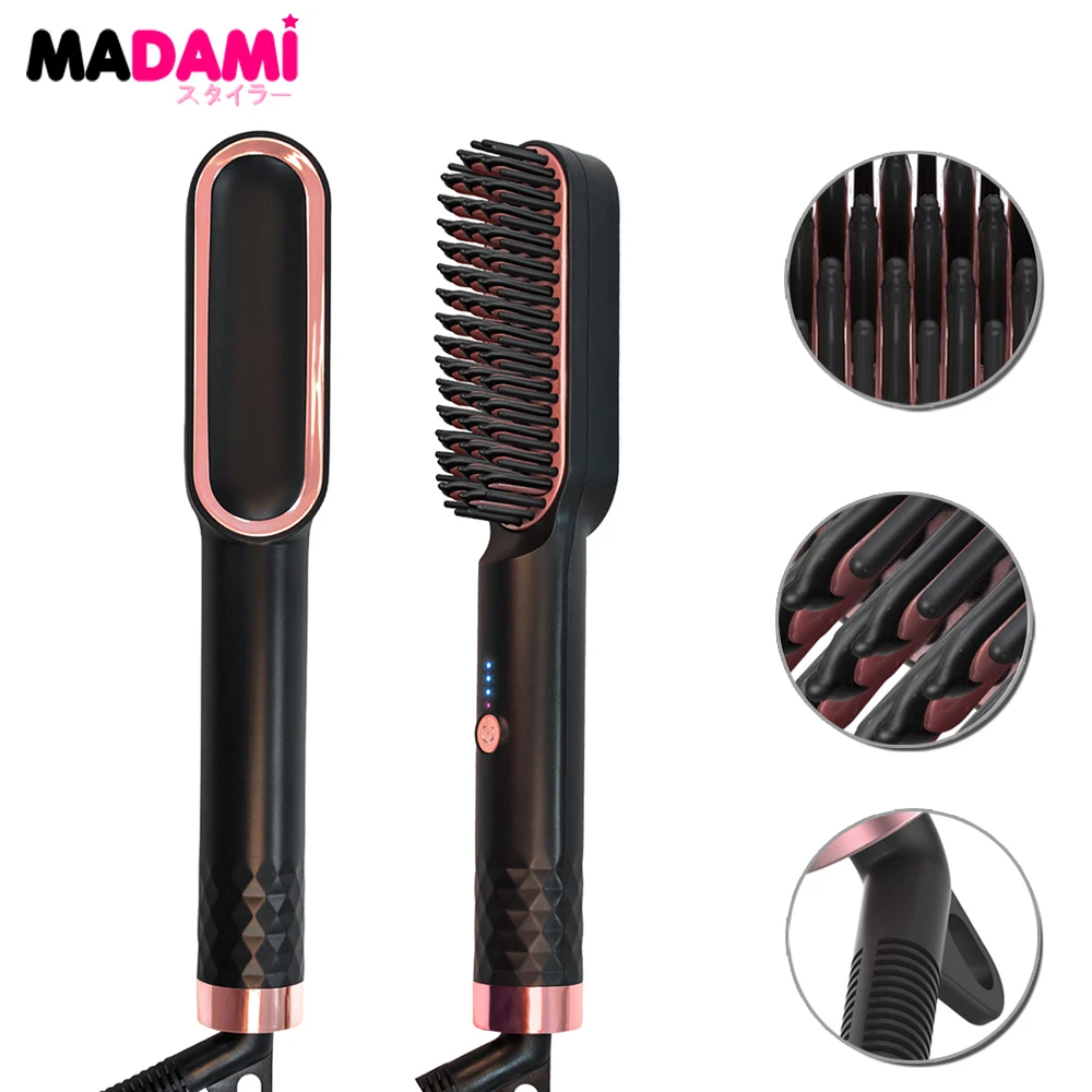 

Hot Comb Hair Straightener Heated Electric Straightening Brush Flat Iron PTC Heater Ceramic Men Beard Comb Hair Styling Tools