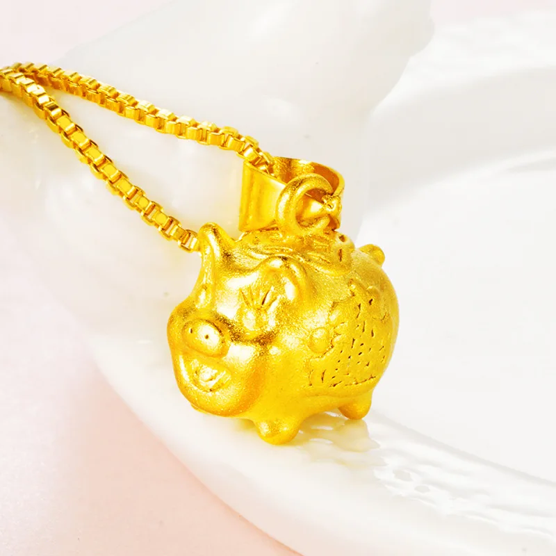 Милые ожерелья для женщин счастливые слитки поросенок Дубай 24K золотой кулон с 45