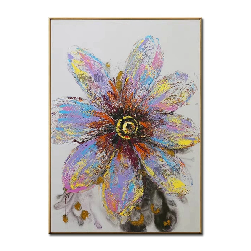 

Colorful Textured Abstract Design Flower Oil Painting Canvas Wall Art Unframed Hand-painted Abstract Floral Paintings Artwork