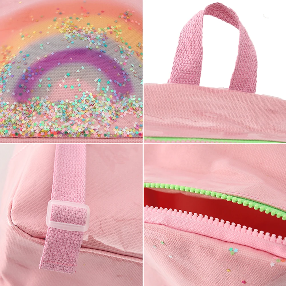 

New Children's Backpack Shiny Sequins Rainbow Print Cute Mini Waterproof PU Leather School Bags