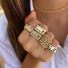 Кольцо с номером года для женщин, кольцо из нержавеющей стали с английским языком 1990-2000, кольцо с золотым номером, эстетическое ювелирное изделие, подарок, оптовая продажа