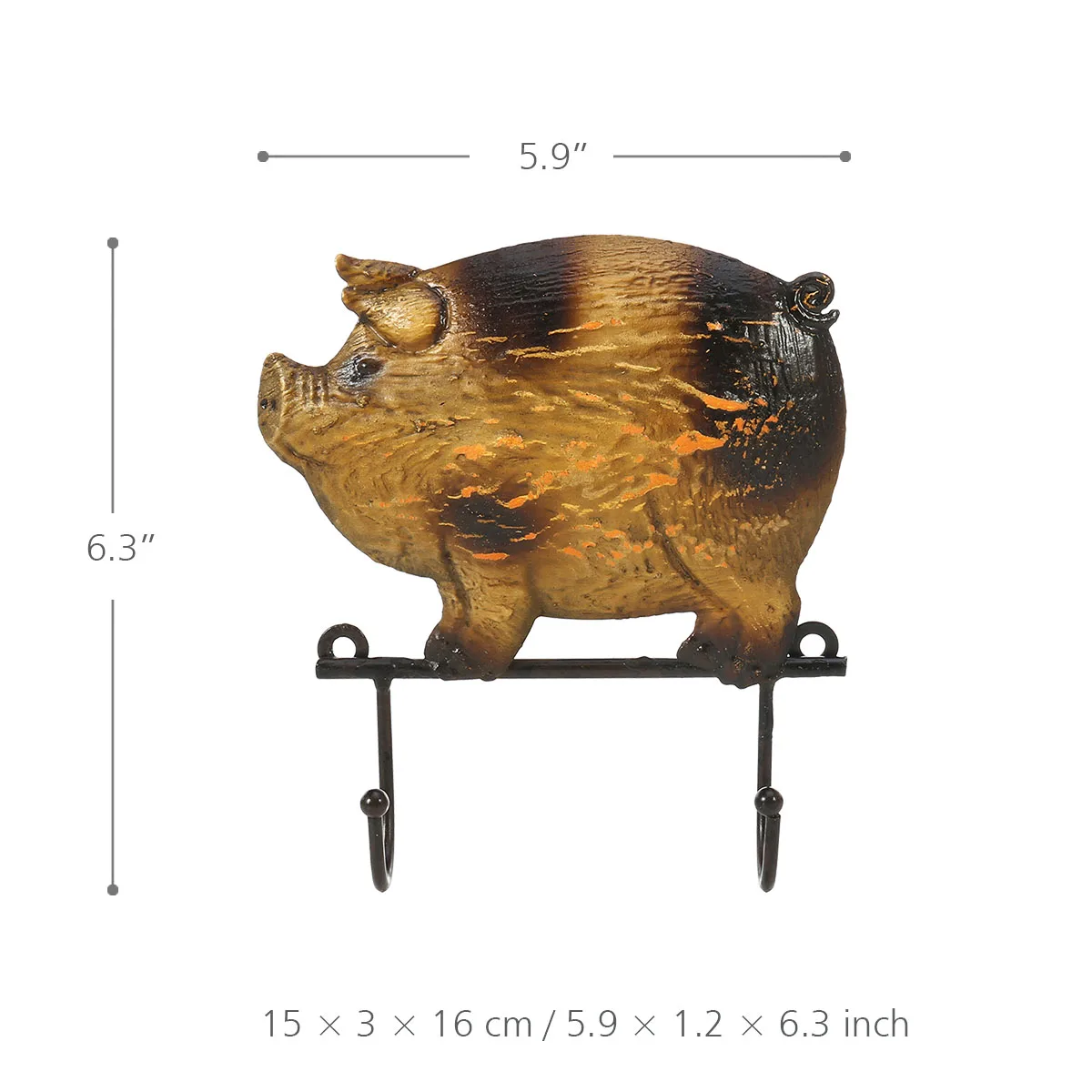 

New Practical Wall Hook Rustic Cast Iron Coat Hat Wall Hooks Vintage Design with 2 Hooks Decorative 2019 Pig Year Home Decor
