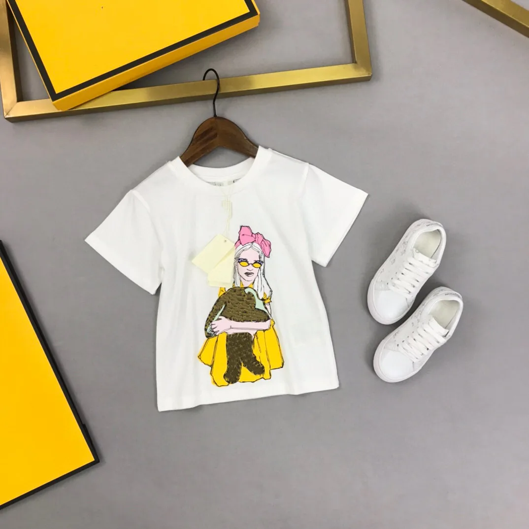 

2021Summer Children Girls White Friend printed shirt 100-160CM 3-14Y