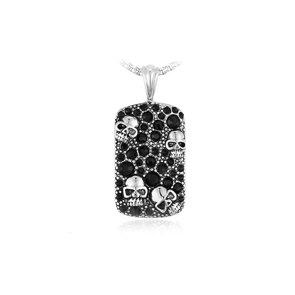 

European and American Exaggerated Tag Men's Titanium Steel Inlaid Zircon Skull Pendant Accessories Jewelry mens hip hop jewelry