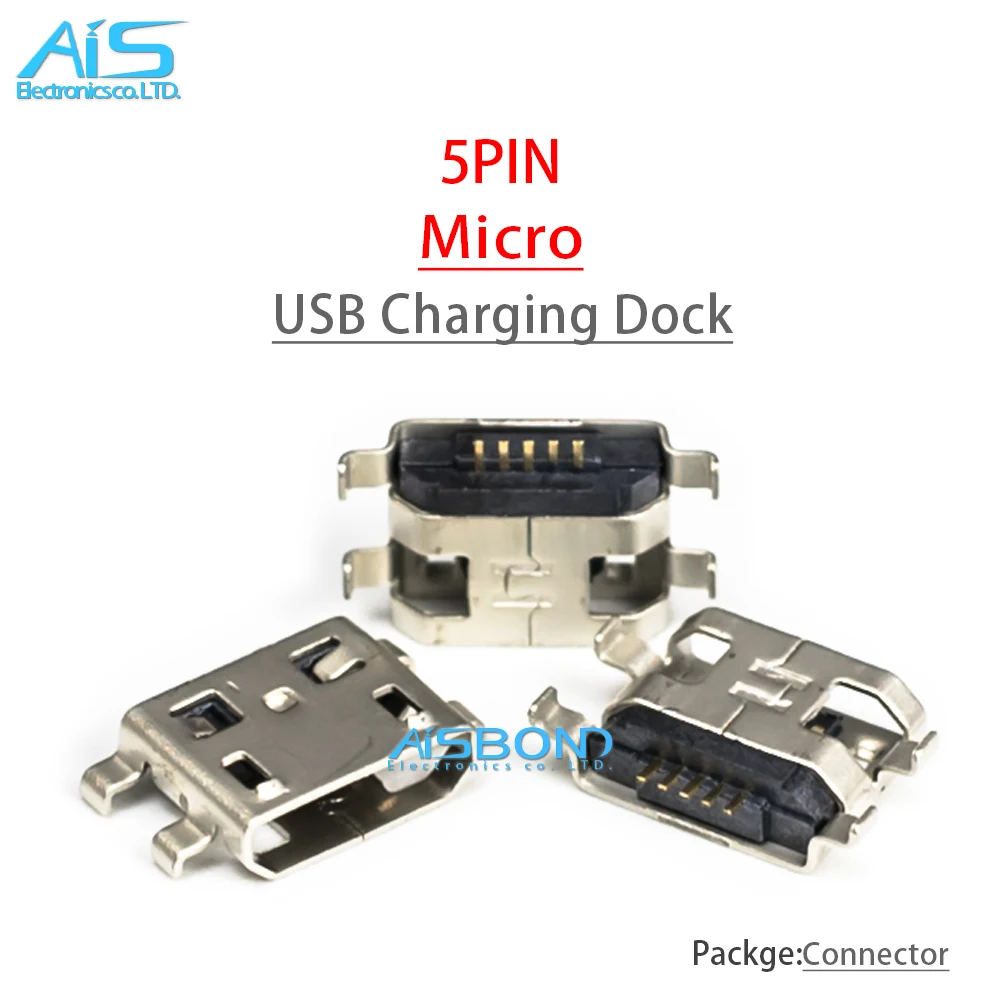 

50Pcs Micro USB Mobile 5Pin Charger Connector Jack Charging For ZTE V880 U880 N880S U802 U830 Lenovo A690 A690T S686 S680 S880