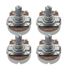 4 шт. A500K B500K 3Pin 15 мм усилитель вала двойной стерео потенциометр гитарные горшки полный размер короткий сплит вал потенциометры