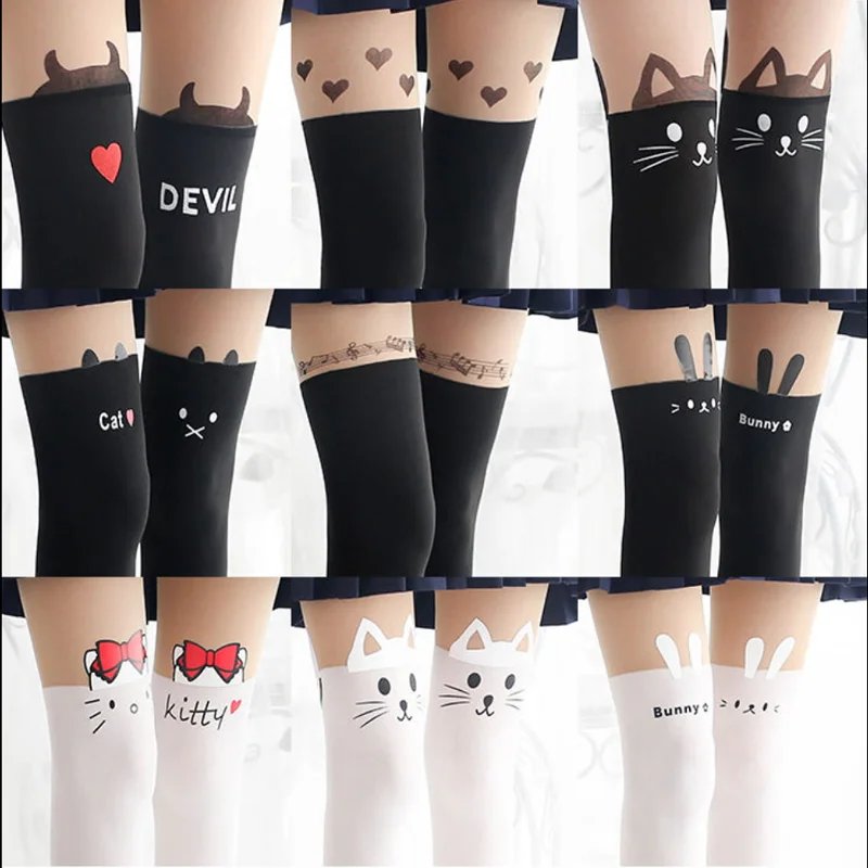 

Fake High Tube Sailor Moon Socks Printing Stitching Fake High Tube Cartoon Cute Female Student Stockings High Tube Pantyhose Hot
