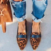 british style flats women 2021 autumn new fashion leopard pointed toe slip on ladies comfy loafers 35 43 dress office party shoe