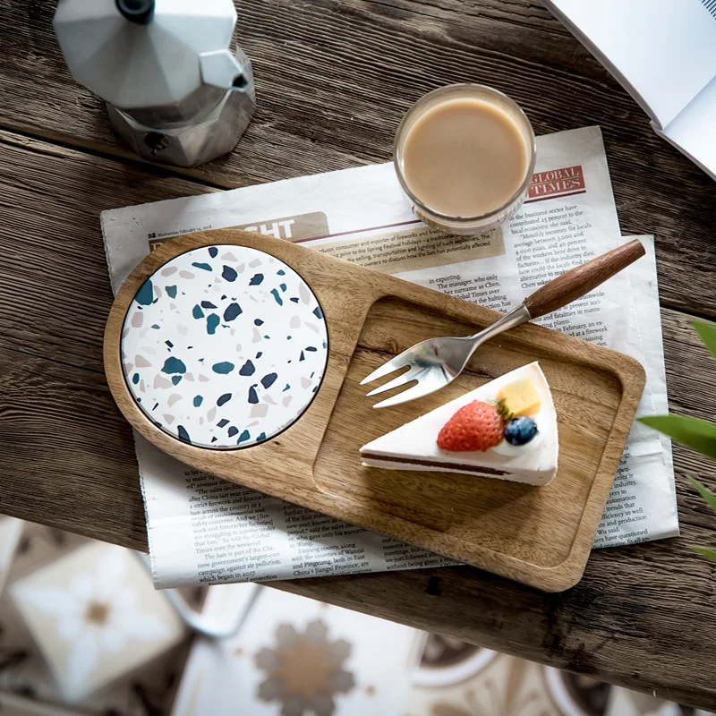 Japanese Acacia Wood Breakfast Plate Wooden Fruit Dishes Trays Snack High-Quality Handmade Sushi Dessert Food Tableware Set | Дом и сад