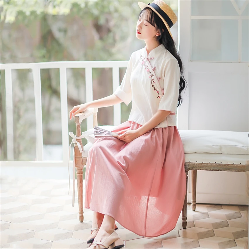 Комплект женской традиционной китайской одежды Элегантный Восточный костюм Тан