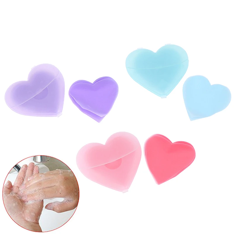

50sheets/box Outdoor Travel Heart-shaped Soap Paper Washing Hand Bath Clean Scented Slice Sheets Portable Boxe Soap Paper