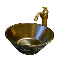 chinese classical table basin creative ceramic basin art inter platform basin gold plated rain hat shaped bowl shape washbasin