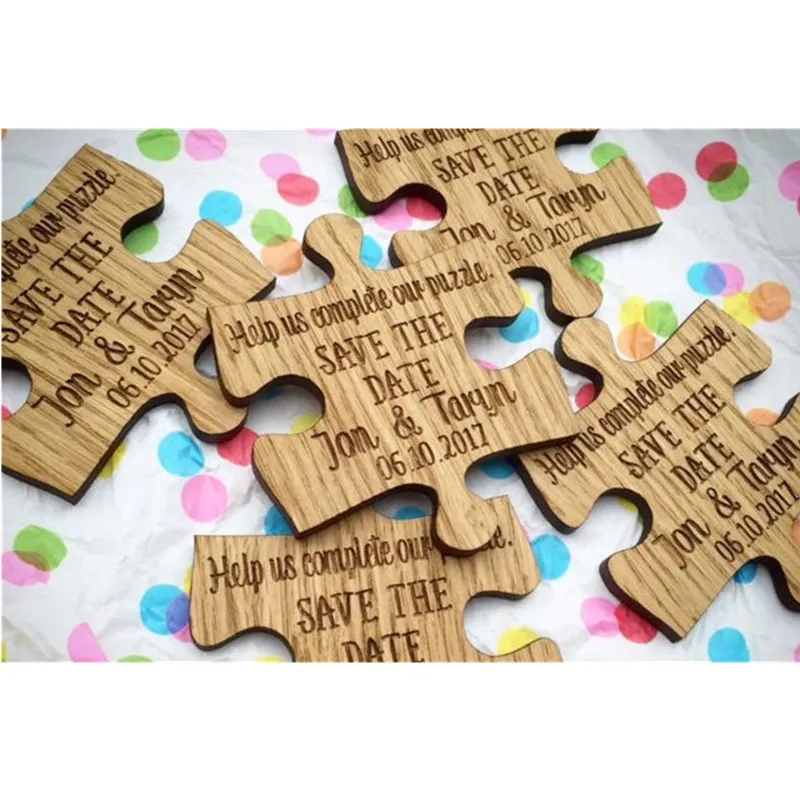 Modern Save the Date wood save dates magnet custom Puzzle Fridge Magnets wedding invitation Bride Groom Thank You Favor gift | Дом и сад