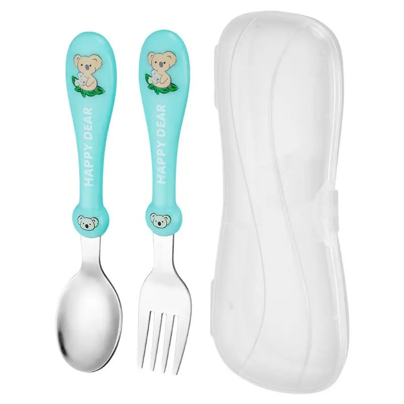 

Baby Tableware Set Children Stainless Steel Utensil Infant Feeding Spoon Fork