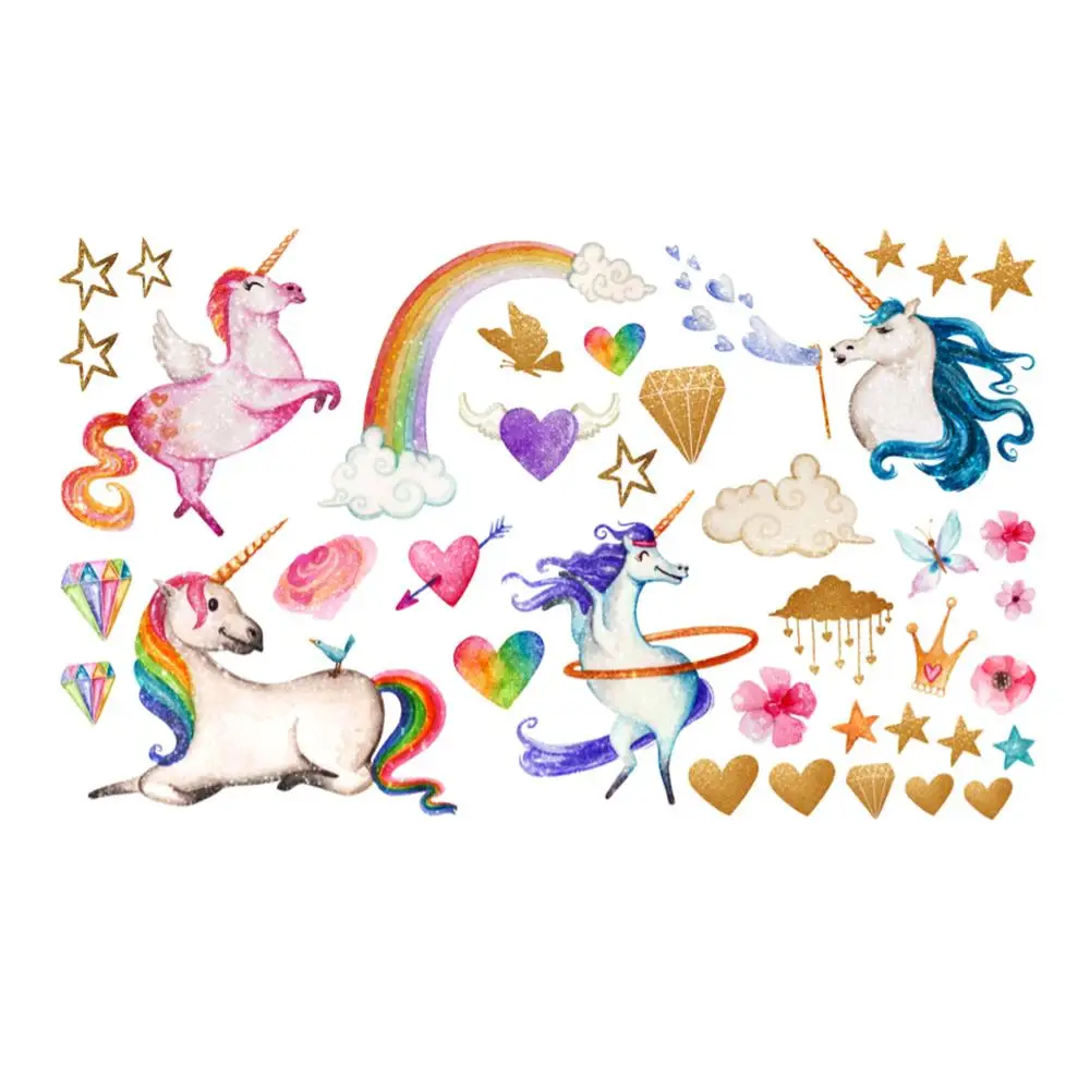 3D Наклейка на стену в виде единорога домашний декор радуга единорог наклейки для