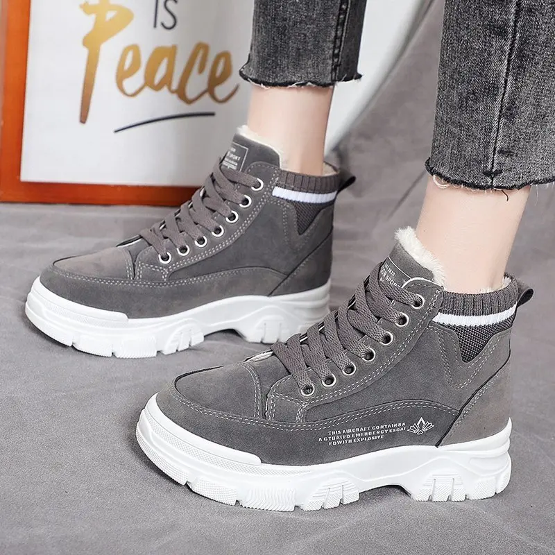 

Snow Boots Women Shoes Warm Plush Fur Ankle Boots Winter Female Slip On Flat Casual Shoes 2021 Waterproof Ultralight Footwear