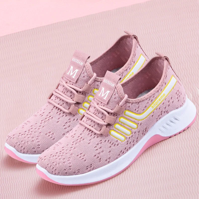 

Women's Shoes 2021 Spring Summer New Running White Shoe Breathable Mesh Flats Shoes Female Students Sneakers