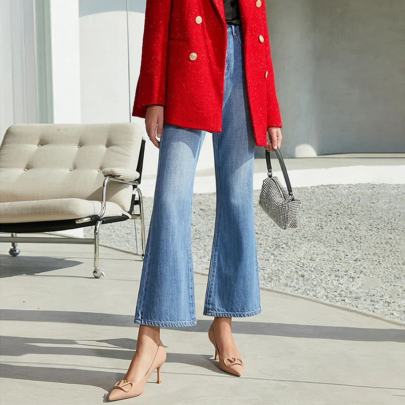 Женские джинсовые брюки SISPELL с расклешенным подолом высокой талией широкие штаны