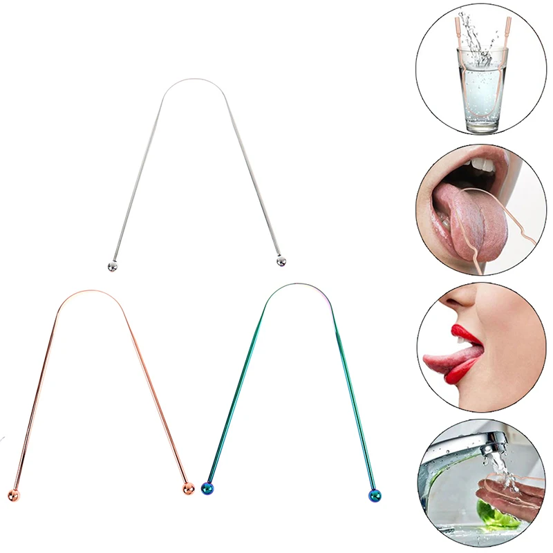 

Stainless Steel Tongue Scraper Cleaner Fresh Breath Cleaning Coated TongueToothbrush Oral Hygiene Care Tools