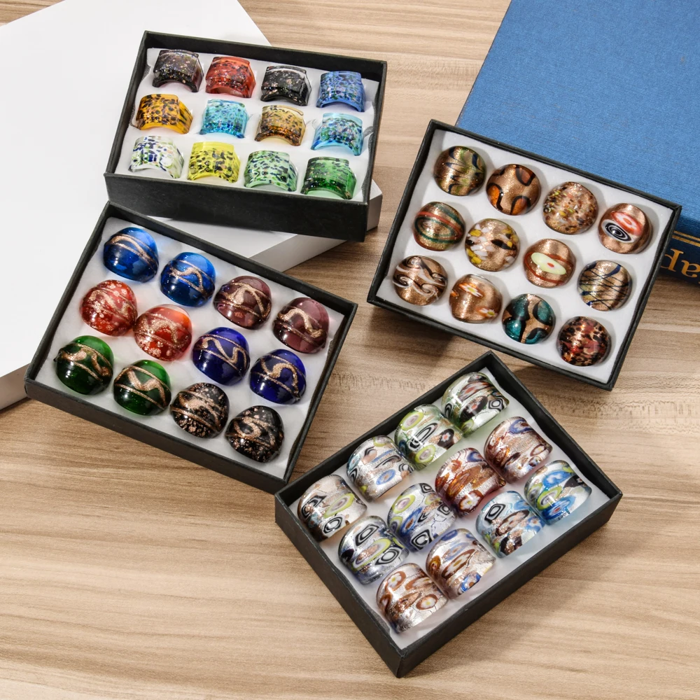 Набор колец из муранского стекла ручной работы для мужчин и женщин 12 шт./лот