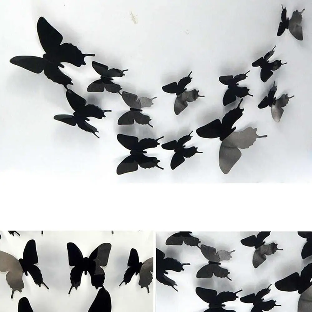 12 шт./компл. ПВХ 3D бабочка настенный стикер модный дизайн Съемный Настенный для