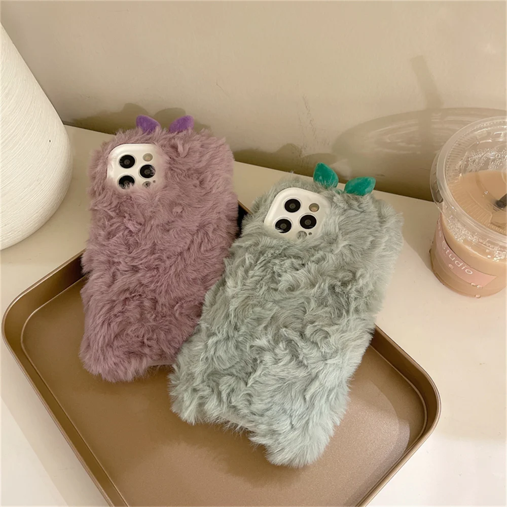 

Fluffy Case for iPhone 11 12 13 Pro Max X XS Max XR Winter Warm Fur Hairy Fuzzy Plush Case for iPhone 7 7Plus 8 8Plus Cover