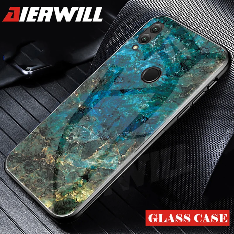 Стеклянный чехол для Huawei Y7 2019 силиконовый гибридный роскошный градиентный Чехол