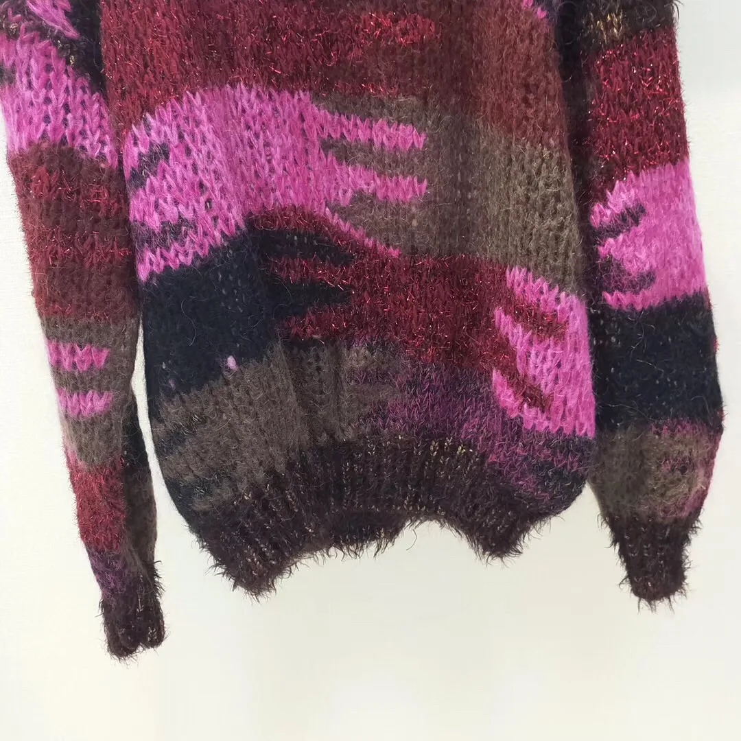 Женская одежда Осень/Зима Женский трикотажный/шерстяной/короткий/вязаный/осенний/пуловер-Ангорский свитер пэчворк Повседневный женский трикотаж