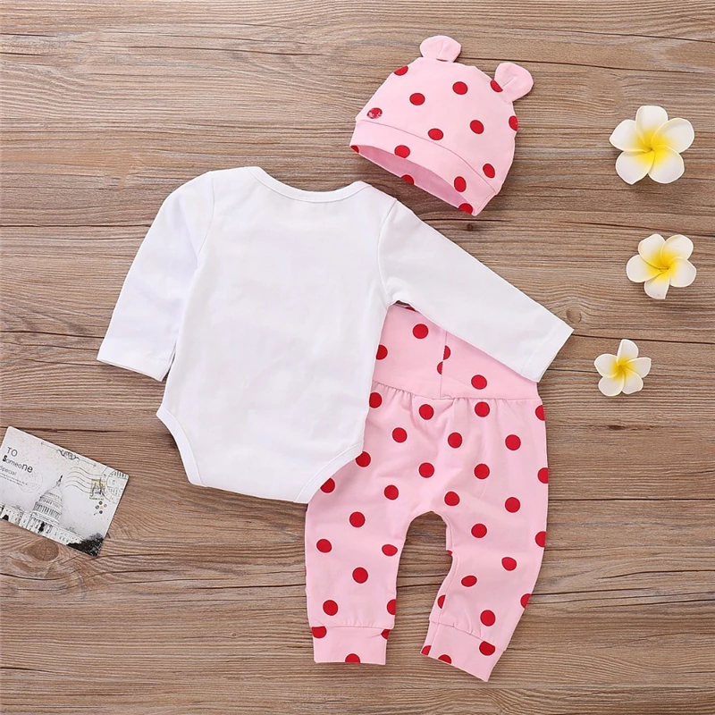 Baby Girl Clothes Polka Dot Newborn Baby Girl Outfits Set Cute Giraffe Infant Girl Clothing With Hat Spring Autumn