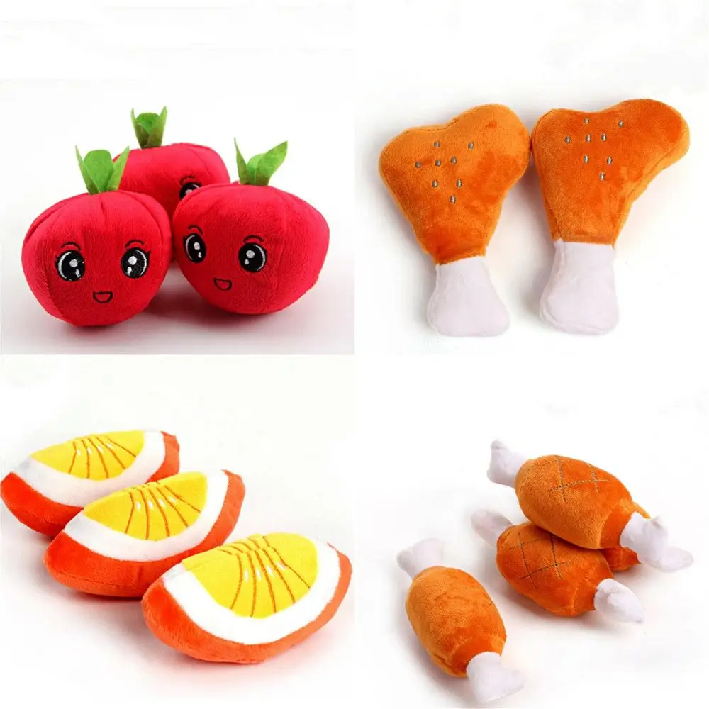 1 шт. Милая мультяшная яблоко оранжевая куриная нога со звуком игрушка Веселая