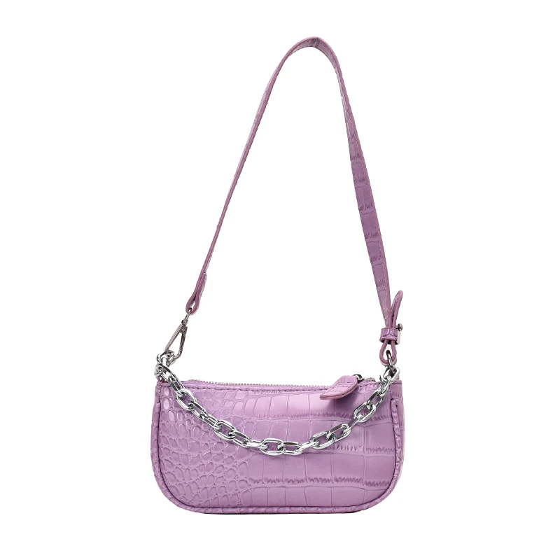 Винтажная Фиолетовая Сумка аллигатора в форме багета роскошная кожаная сумка 2020