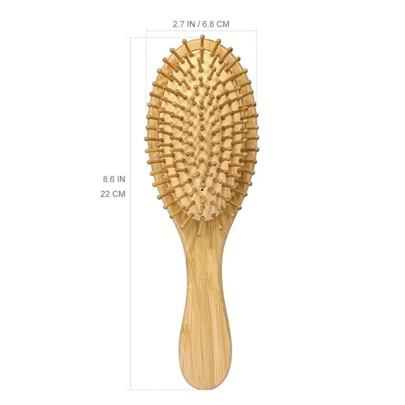Антистатические деревянные щетинки из натурального бамбука массажная расческа