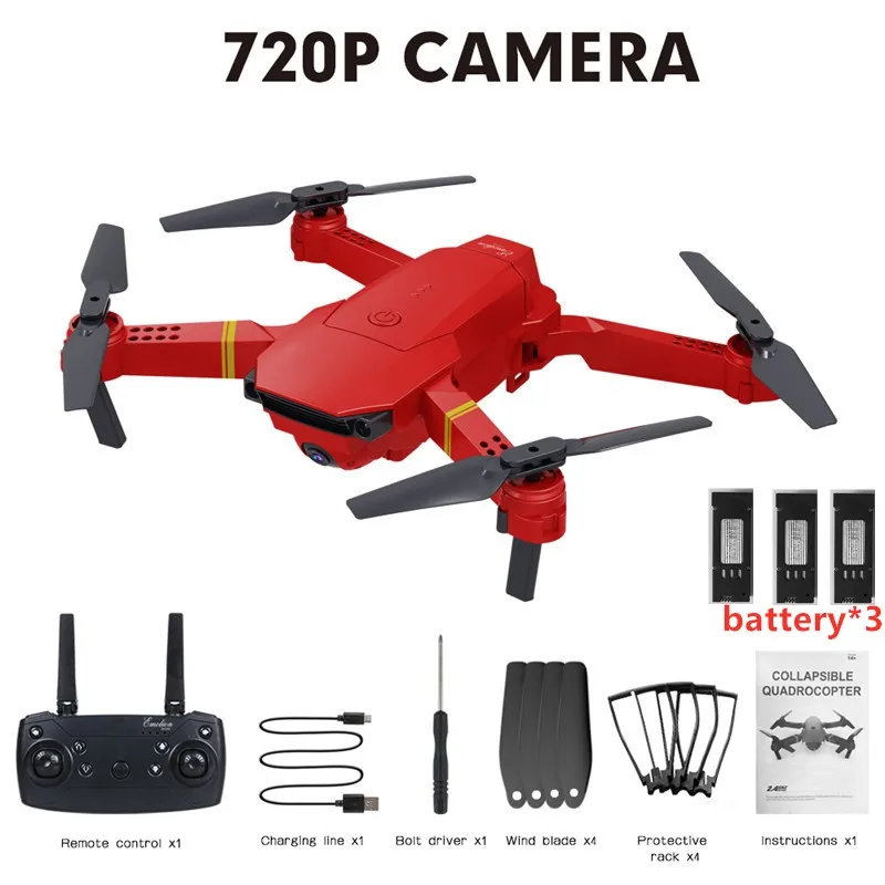 720P 3 Battery HJHRC JY019 wifi FPV с широким углом обзора 1080P HD 4K камера режим удержания высоты складной рычаг RC Квадрокоптер Дрон RTF Дрон VS E520S E58 - Цвет: 720P 3 Battery