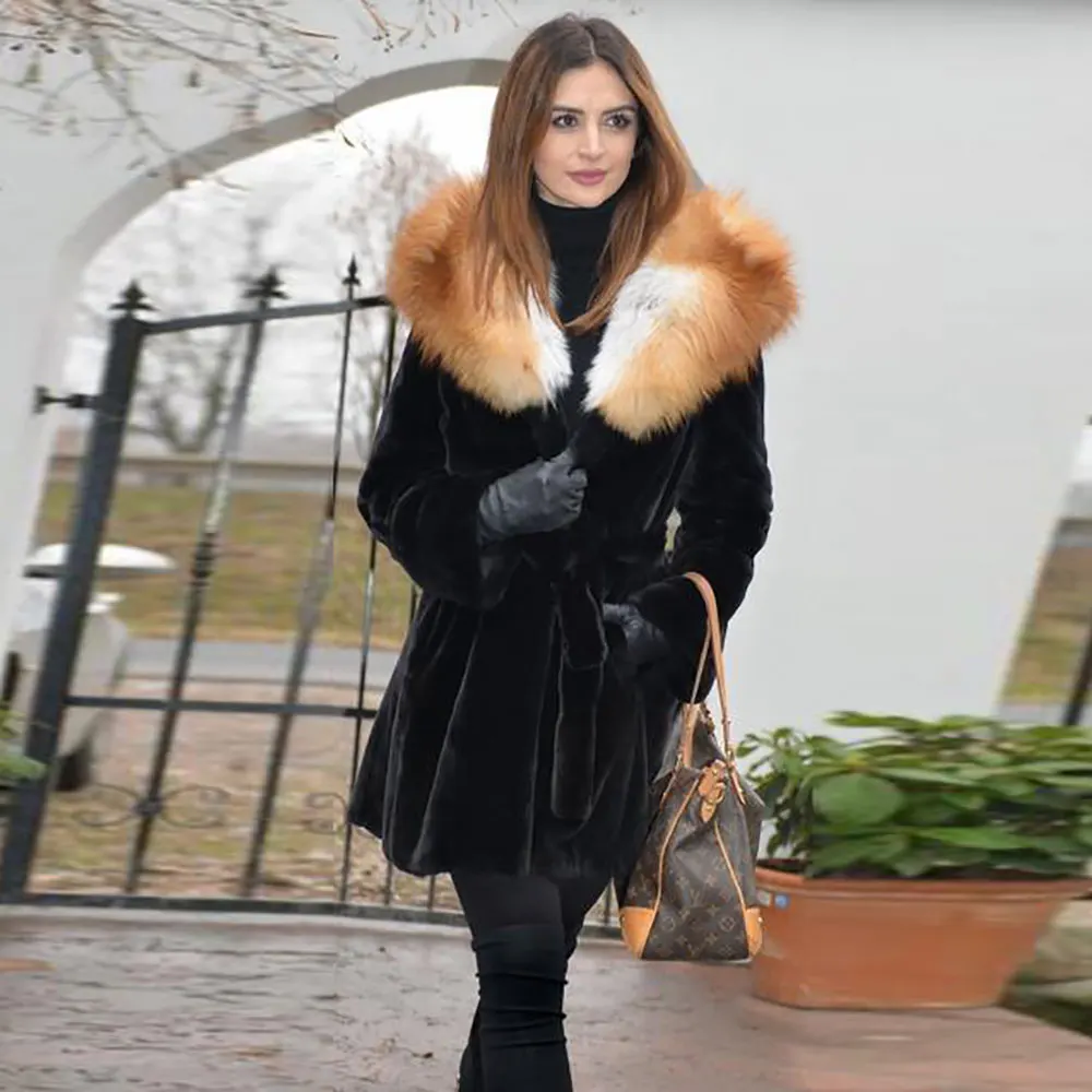 80 см длинный мех кролика Рекс настоящий черный цвет шуба из кролика рекс женский мех натуральный мех пальто натуральный Лисий мех пальто куртки