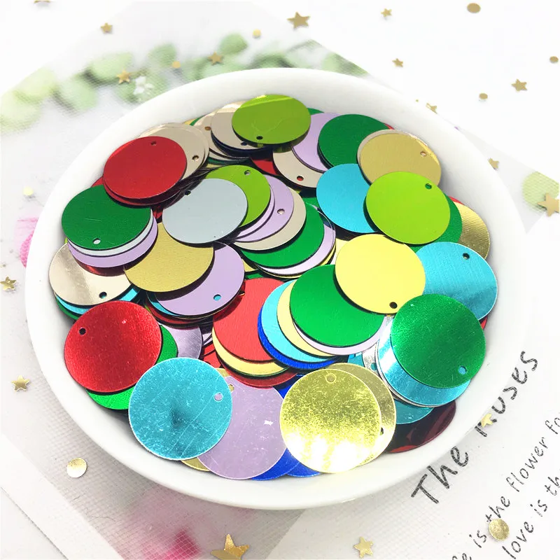 Пайетки круглые из ПВХ плоские 10 мм 15 20 25 30 1 боковое отверстие г | Дом и сад