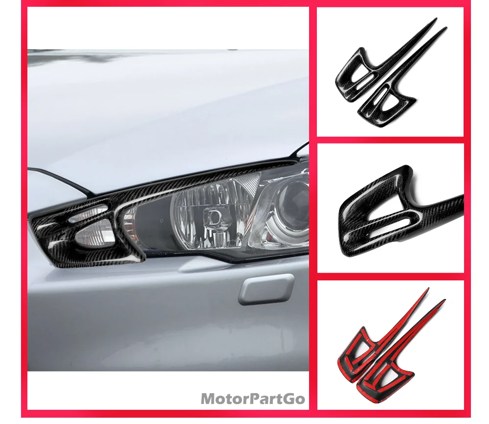 

Real Crabon Fiber Head light Eyelid Eyebrow Cover Trim 1pair for Mitsubishi Lancer EVOX-C 2013-2015