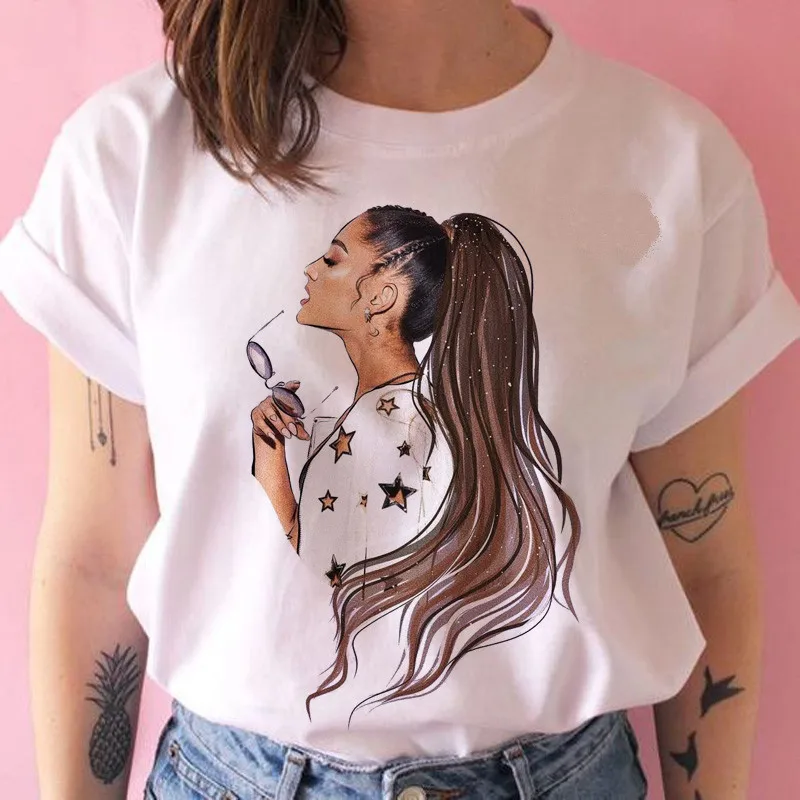 

Ariana Grande Printed T Shirt Female Summer Casual Tshirt Cartoon O-Neck Short-sleeved Fashion T-shirt Female Tops Tees Clothing