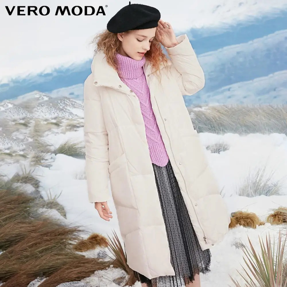 Vero Moda женский с высоким воротником ветрозащитный рукав 80% белый утиный пух длинный пуховик парка пальто | 318412501 - Цвет: Eggnog