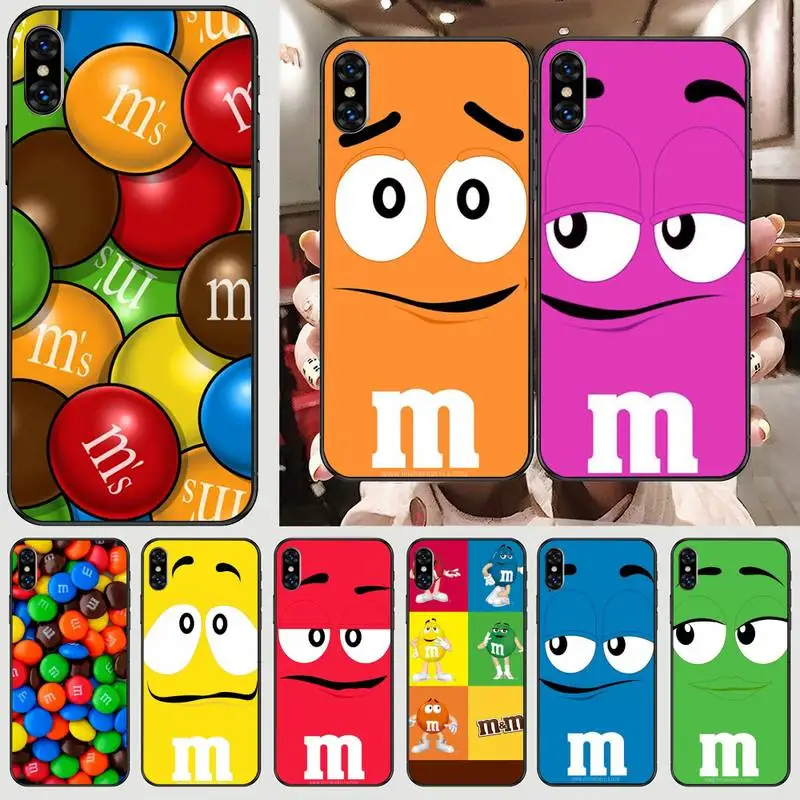 

Cute MMs Chocolate Phone Case For Black-Iphone 5 5s se 6 6s 7 8 11 12 X Xs Xr Pro Plus Max Mini Cover