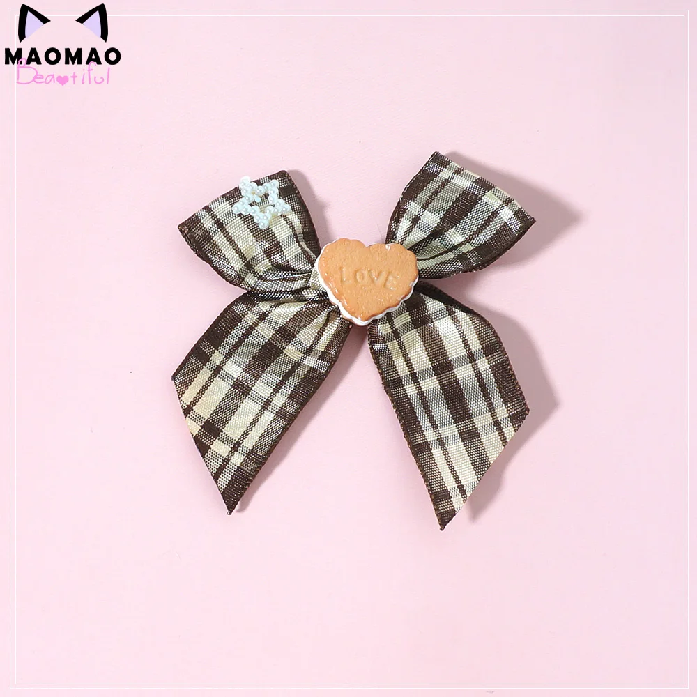 Японский стиль конфеты игрушка шоколад печенье медведь звезда в клетку Бант