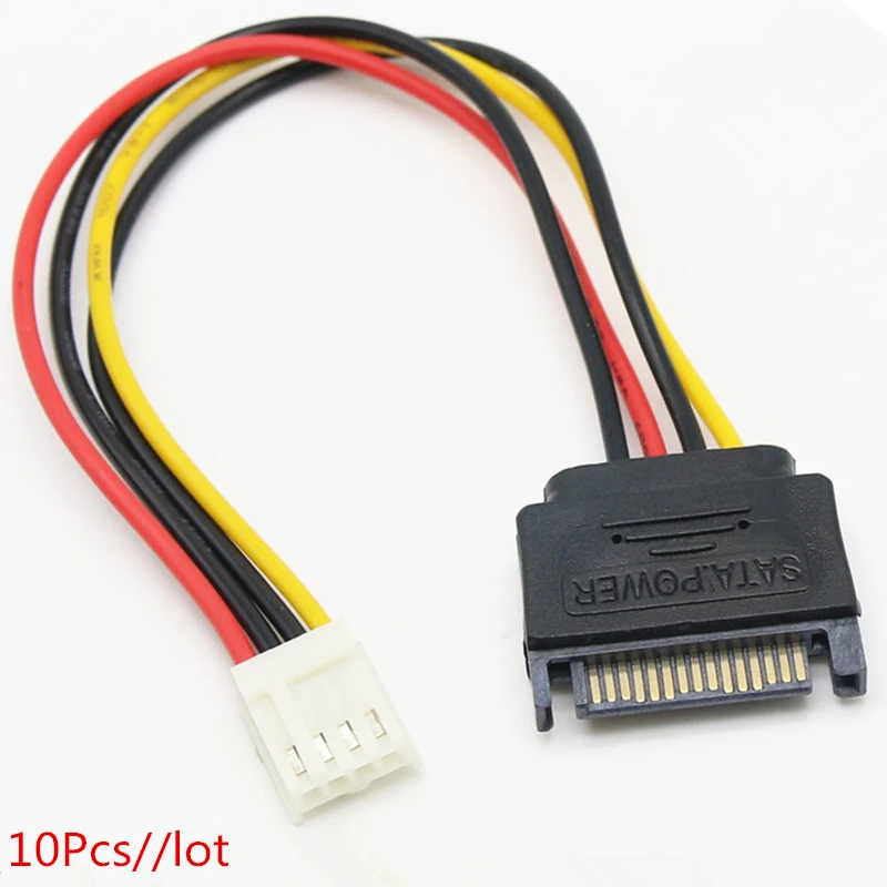 

10Pcs/lot ITX FDD Floppy 4Pin Female 2.54mm to 15Pin SATA Male Adapter Converter motherboard power supply Leads Cable 18AWG 20CM