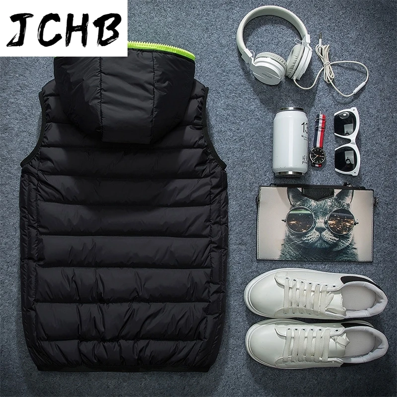 

Men's Fashion Vest Winter Men Brand Hooded Vest Male Fashion Cotton-Padded Waistcoat Jacket and Coat Warm Vest 3XL 4XL