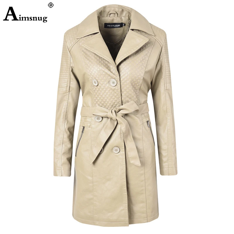 Женская куртка из искусственной кожи с отложным воротником поясом | одежда