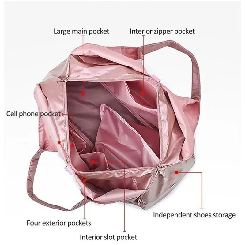 Женская Черная большая дорожная сумка розового цвета сумки на плечо женская для