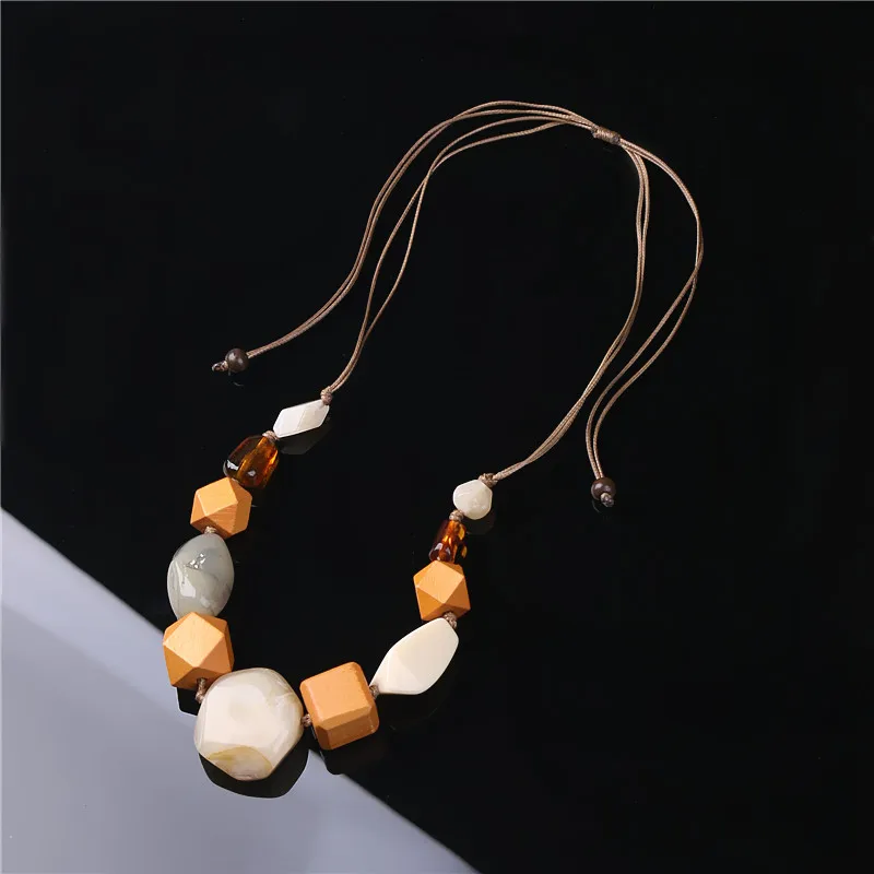 2021 модное ожерелье с подвеской из дерева и смолы для женщин модная цепочка на