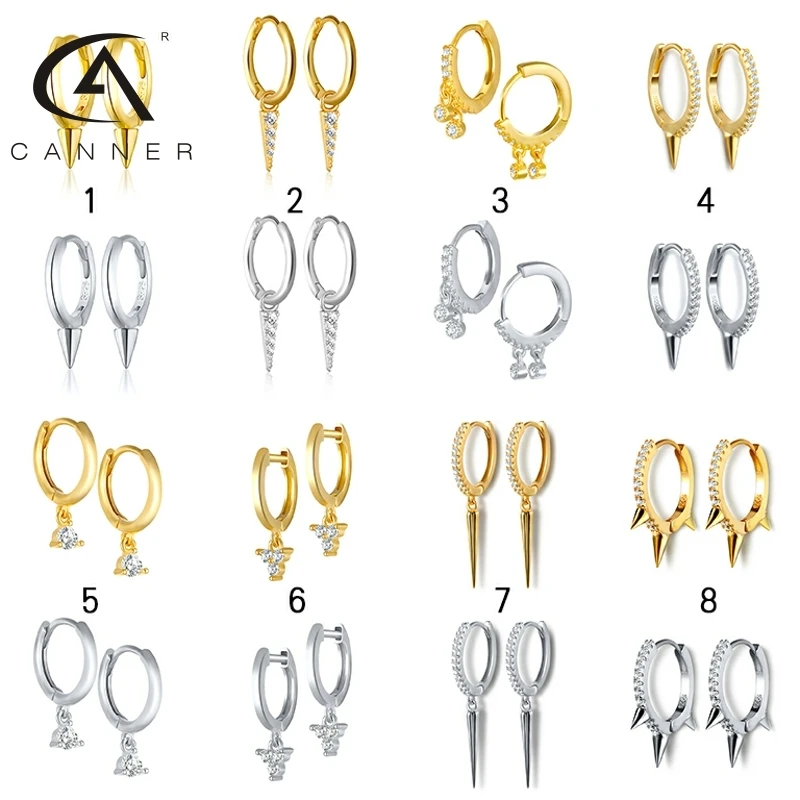 

CANNER Mutiple Arrow Style Earrings 925 Sterling Silver Piercing Stud Ear Rings with Ziecon Dangle Support Customize Dropshiping