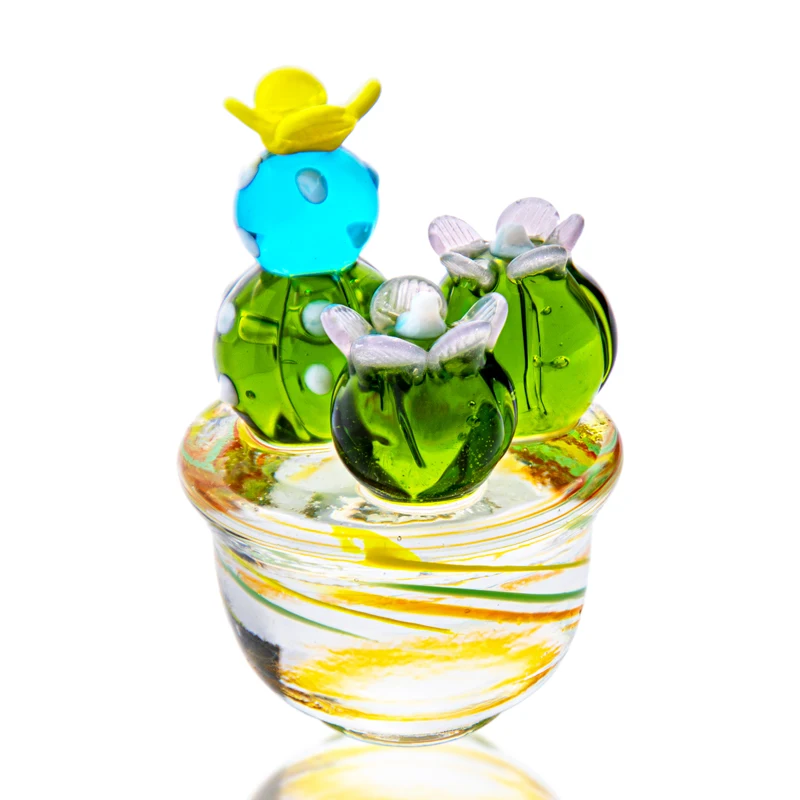 

Фигурка из выдувного стекла H & D, коллекционная миниатюрная Хрустальная имитация растений, декор для домашнего стола, украшение для рождест...