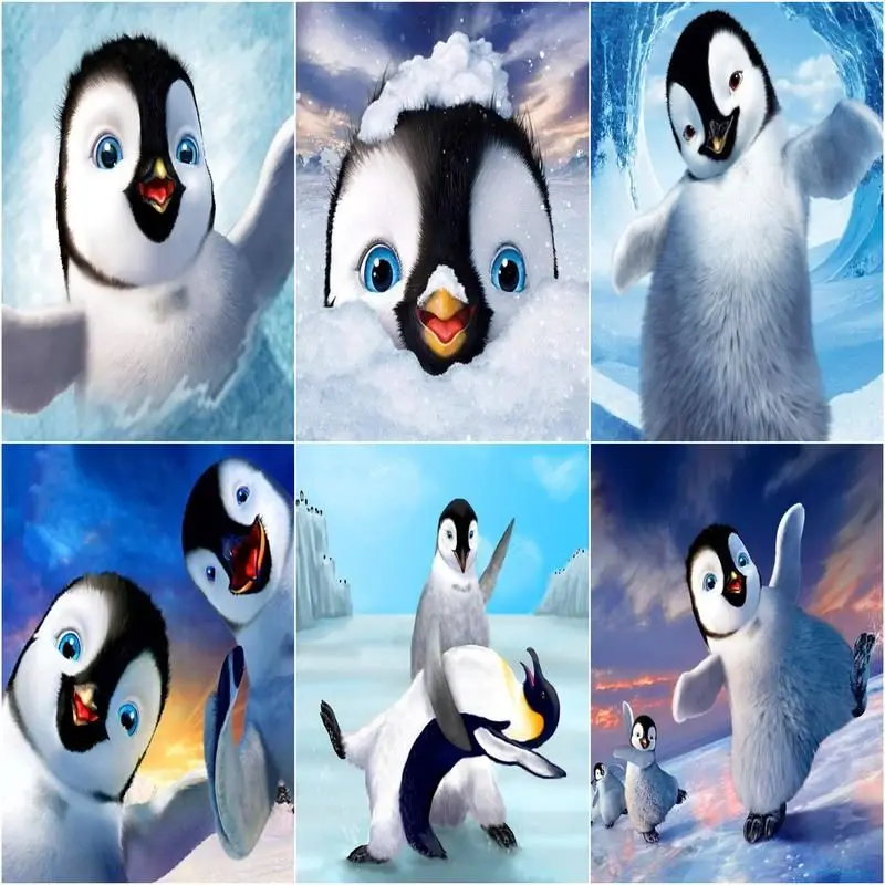 

CHENISTORY 5D DIY Full Drill Square Diamond Embroidery Penguin Animal Diamond Painting Winter Scenery Art Rhinestone Handmade Gi